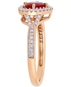 Macy's Ruby (1 Ct. T.w.) & Diamond (1/4 Ct. T.w.) Heart Halo Ring In 14k Rose Gold -rings shop 19475255 fpx