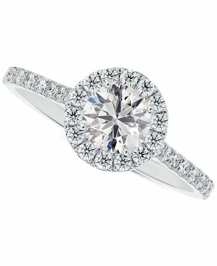 De Beers Forevermark Iamond Round Halo Pavé Engagement (1-1/3 Ct. T.w.) In 14k White Gold 1 De Beers Forevermark Iamond Round Halo Pavé Engagement (1-1/3 Ct. T.w.) In 14k White Gold