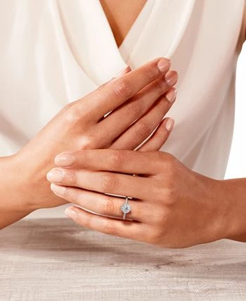 De Beers Forevermark Iamond Round Halo Pavé Engagement (1-1/3 Ct. T.w.) In 14k White Gold 2 De Beers Forevermark Iamond Round Halo Pavé Engagement (1-1/3 Ct. T.w.) In 14k White Gold - Image 2