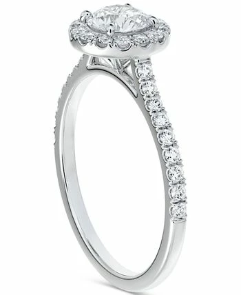 De Beers Forevermark Iamond Round Halo Pavé Engagement (1-1/3 Ct. T.w.) In 14k White Gold 3 De Beers Forevermark Iamond Round Halo Pavé Engagement (1-1/3 Ct. T.w.) In 14k White Gold - Image 3