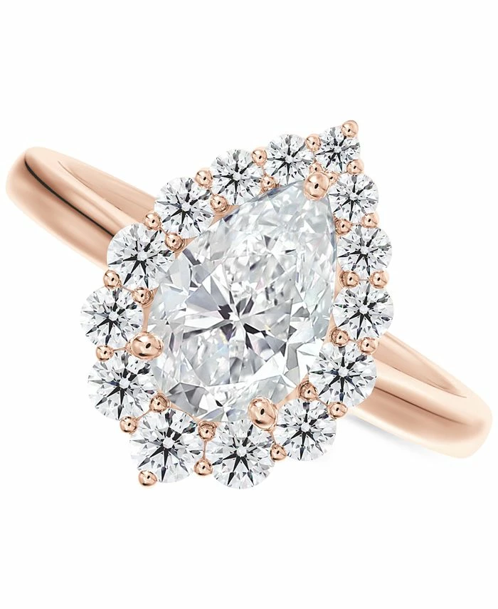 De Beers Forevermark Iamond Pear-Cut Halo Engagement Ring (7/8 Ct. T.w.) In 14k Rose Gold 1 De Beers Forevermark Iamond Pear-Cut Halo Engagement Ring (7/8 Ct. T.w.) In 14k Rose Gold