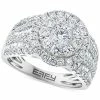 EFFY Collection ® Diamond Round & Baguette Halo Cluster Engagement Ring (2 Ct. T.w.) In 14k White Gold