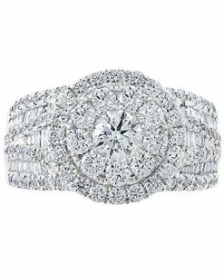 EFFY Collection ® Diamond Round & Baguette Halo Cluster Engagement Ring (2 Ct. T.w.) In 14k White Gold -rings shop 19592946 fpx
