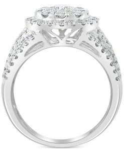 EFFY Collection ® Diamond Round & Baguette Halo Cluster Engagement Ring (2 Ct. T.w.) In 14k White Gold -rings shop 19592947 fpx