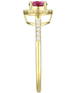 Macy's Sapphire (5/8 Ct. T.w.) & Diamond (1/5 Ct. T.w.) Halo Ring In 14k Gold (Also In Emerald & Ruby) -rings shop 19642860 fpx