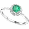 Macy's Sapphire (5/8 Ct. T.w.) & Diamond (1/5 Ct. T.w.) Halo Ring In 14k Gold (Also In Emerald & Ruby)