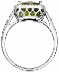Macy's Peridot (3 Ct. T.w.) & Diamond (1/5 Ct. T.w.) Halo Ring In 14k Gold -rings shop 19662823 fpx