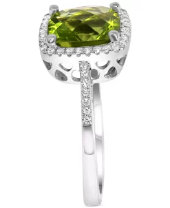 Macy's Peridot (3 Ct. T.w.) & Diamond (1/5 Ct. T.w.) Halo Ring In 14k Gold -rings shop 19662824 fpx