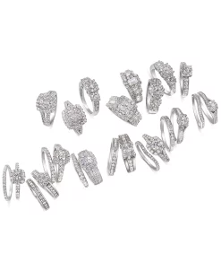 Macy's Diamond Halo & Pavé Bridal Set (1/2 Ct. T.w.) In 14k White Or Yellow Gold -rings shop 19675789 fpx