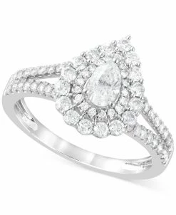 Macy's Diamond Pear Halo Ring (1 Ct. T.w.) In 14k White Gold