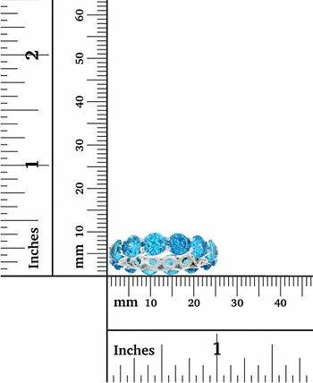 Macy's Blue Cubic Zirconia Eternity Band In Rhodium Plated Sterling Silver 2 Macy's Blue Cubic Zirconia Eternity Band In Rhodium Plated Sterling Silver - Image 2