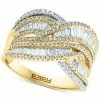 EFFY Collection ® Diamond Round & Baguette Crossover Statement Ring (1-1/3 Ct. T.w.) In 14k Gold & White Gold