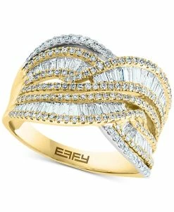 EFFY Collection ® Diamond Round & Baguette Crossover Statement Ring (1-1/3 Ct. T.w.) In 14k Gold & White Gold