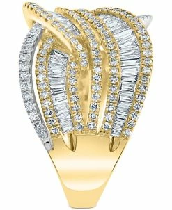 EFFY Collection ® Diamond Round & Baguette Crossover Statement Ring (1-1/3 Ct. T.w.) In 14k Gold & White Gold -rings shop 19900111 fpx