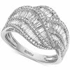EFFY Collection ® Diamond Round & Baguette Crossover Statement Ring (1-1/6 Ct. T.w.) In 14k White Gold