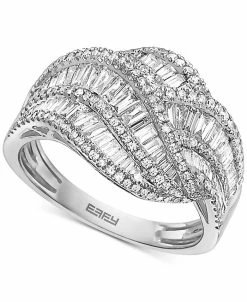 EFFY Collection ® Diamond Round & Baguette Crossover Statement Ring (1-1/6 Ct. T.w.) In 14k White Gold