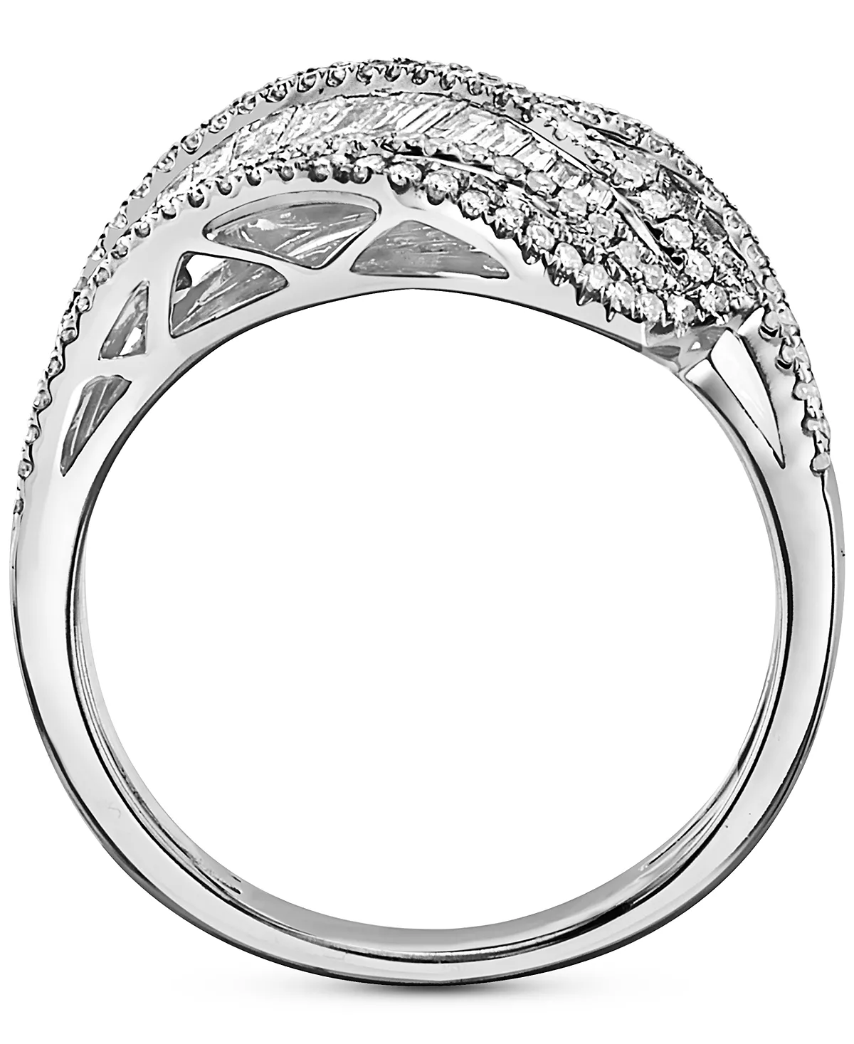 EFFY Collection ® Diamond Round & Baguette Crossover Statement Ring (1-1/6 Ct. T.w.) In 14k White Gold 5 EFFY Collection ® Diamond Round & Baguette Crossover Statement Ring (1-1/6 Ct. T.w.) In 14k White Gold - Image 5