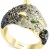 EFFY Collection ® Diamond (2-1/8 Ct. T.w.) & Tsavorite (1/8 Ct. T.w.) Ombré Panther Ring In 14k Gold