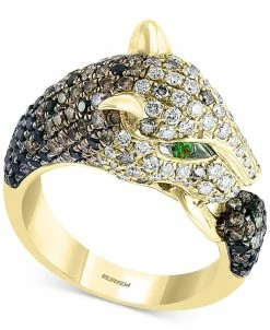 EFFY Collection ® Diamond (2-1/8 Ct. T.w.) & Tsavorite (1/8 Ct. T.w.) Ombré Panther Ring In 14k Gold