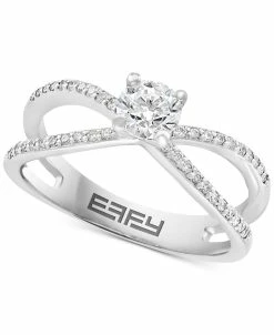 EFFY Collection ® Diamond Crisscross Solitaire Ring (5/8 Ct. T.w.) In 14k White Gold
