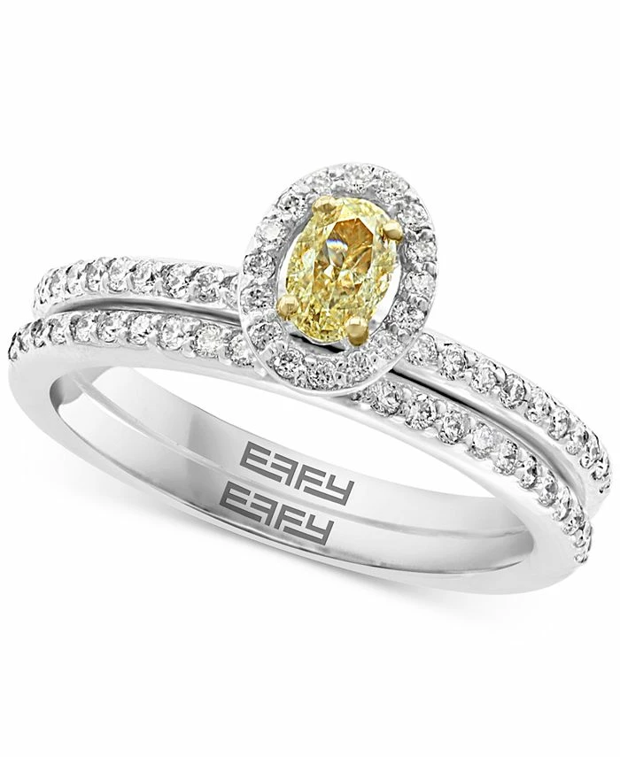 EFFY Collection ® Yellow & White Oval Halo Diamond Bridal Set (5/8 Ct. T.w.) In 14k Gold & White Gold 1 EFFY Collection ® Yellow & White Oval Halo Diamond Bridal Set (5/8 Ct. T.w.) In 14k Gold & White Gold