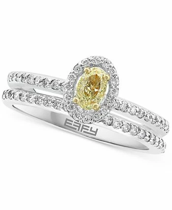 EFFY Collection ® Yellow & White Oval Halo Diamond Bridal Set (5/8 Ct. T.w.) In 14k Gold & White Gold 3 EFFY Collection ® Yellow & White Oval Halo Diamond Bridal Set (5/8 Ct. T.w.) In 14k Gold & White Gold - Image 3