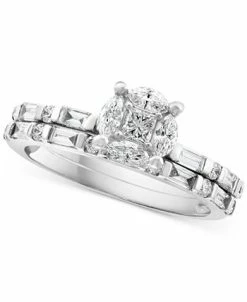 EFFY Collection ® Diamond Round Cluster Bridal Set (1-1/20 Ct. T.w.) In 14k White Gold 10 EFFY Collection ® Diamond Round Cluster Bridal Set (1-1/20 Ct. T.w.) In 14k White Gold -rings shop 19915532 fpx