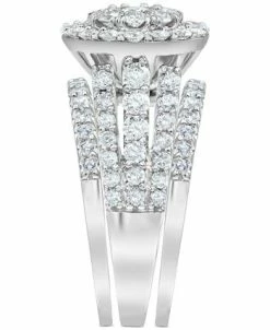 Macy's Diamond Halo Cluster Bridal Set (3 Ct. T.w.) In 14k White Gold -rings shop 20034562 fpx