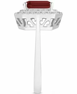Macy's Rhodolite Garnet (2 Ct. T.w.) & White Topaz (1/2 Ct. T.w.) Rectangle Halo Ring In Sterling Silver (Also In Peridot, Citrine, Amethyst, & Blue Topaz) -rings shop 20055762 fpx