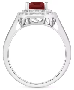 Macy's Rhodolite Garnet (2 Ct. T.w.) & White Topaz (1/2 Ct. T.w.) Rectangle Halo Ring In Sterling Silver (Also In Peridot, Citrine, Amethyst, & Blue Topaz) -rings shop 20055763 fpx