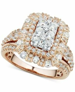 Macy's Diamond Halo Cluster Ring (2 Ct. T.w.) In 14k Rose Gold