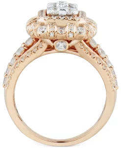 Macy's Diamond Halo Cluster Ring (2 Ct. T.w.) In 14k Rose Gold -rings shop 20060460 fpx