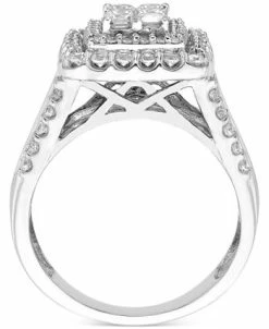Macy's Diamond Princess Halo Cluster Ring (2 Ct. T.w.) In 14k White Gold -rings shop 20072616 fpx
