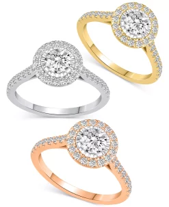 Macy's Diamond Halo Engagement Ring (1 Ct. T.w.) In 14k White, Yellow Or Rose Gold -rings shop 20075742 fpx