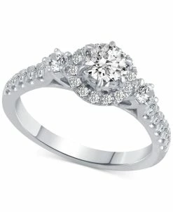 Macy's Diamond Halo Engagement Ring (7/8 Ct. T.w.) In 14k White Gold