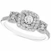 Macy's Diamond 3-Stone Triple Halo Ring (1/2 Ct. T.w.) In 14k White Gold