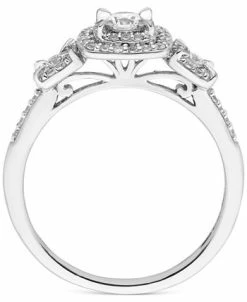 Macy's Diamond 3-Stone Triple Halo Ring (1/2 Ct. T.w.) In 14k White Gold -rings shop 20127557 fpx
