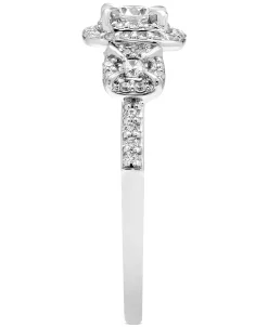 Macy's Diamond 3-Stone Triple Halo Ring (1/2 Ct. T.w.) In 14k White Gold -rings shop 20127559 fpx