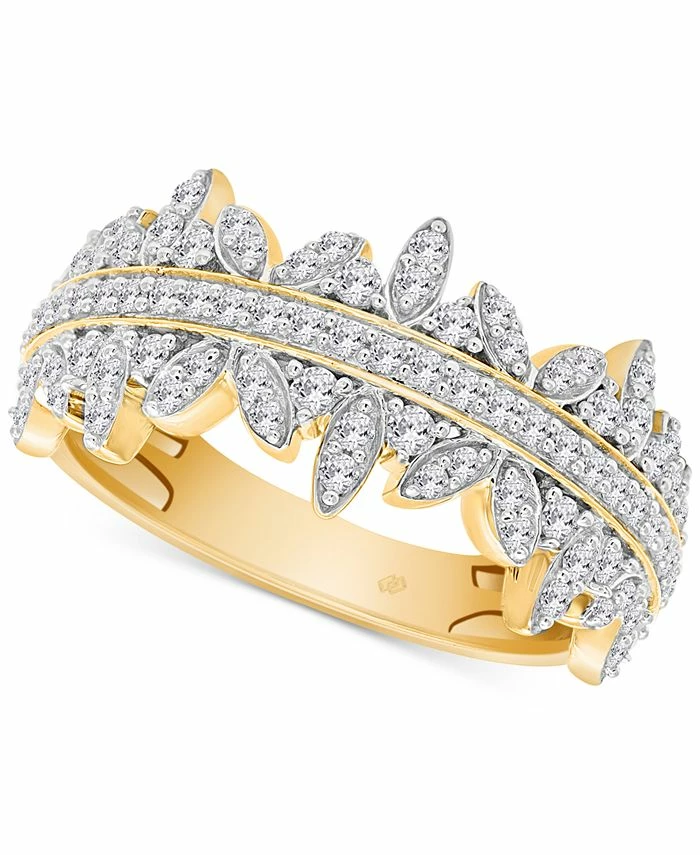 Macy's Diamond Horizontal Cluster Statement Ring (1/2 Ct. T.w.) In 14k Gold-Plated Sterling Silver 1 Macy's Diamond Horizontal Cluster Statement Ring (1/2 Ct. T.w.) In 14k Gold-Plated Sterling Silver