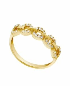 And Now This Gold Plated Clear Cubic Zirconia Link Band Ring