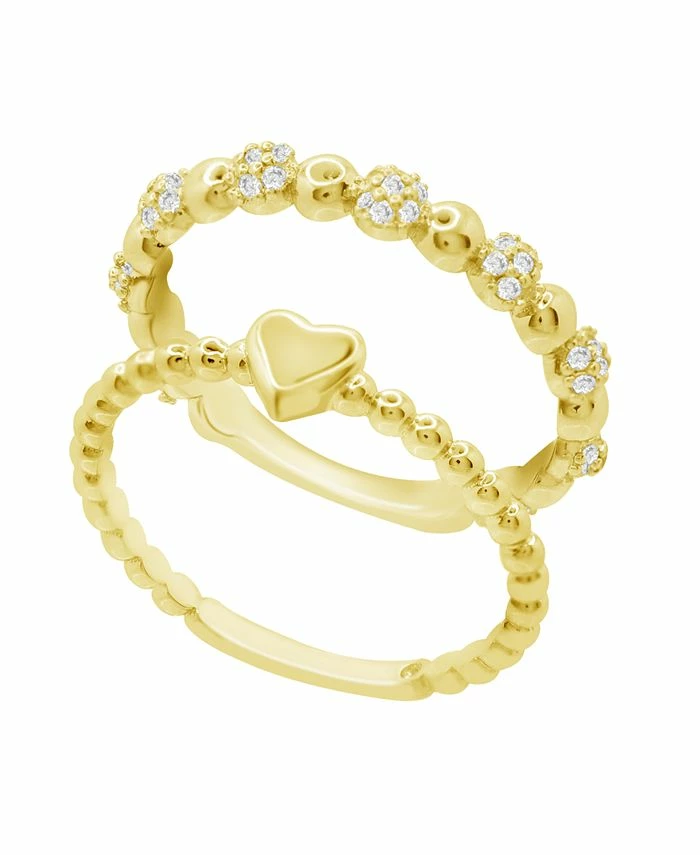And Now This Cubic Zirconia Duo Stacking Ring Set, Gold Plate 1 And Now This Cubic Zirconia Duo Stacking Ring Set, Gold Plate
