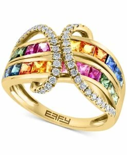 EFFY Collection ® Multi-Sapphire (2-1/8 Ct. T.w.) & Diamond (3/8 Ct T.w.) Statement Ring In 14k Gold