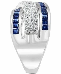 EFFY Collection ® Sapphire (1-5/8 Ct. T.w.) & Diamond (1/2 Ct. T.w.) Crossover Statement Ring In 14k White Gold -rings shop 20220452 fpx