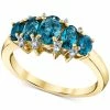 Macy's Blue Topaz (1-3/4 Ct. T.w.) & Diamond (1/20 Ct. T.w.) Graduated Statement Ring In 10k Gold