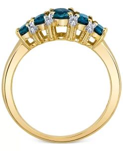 Macy's Blue Topaz (1-3/4 Ct. T.w.) & Diamond (1/20 Ct. T.w.) Graduated Statement Ring In 10k Gold -rings shop 20272666 fpx