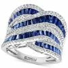 EFFY Collection ® Sapphire (3-1/3 Ct. T.w.) & Diamond (5/8 Ct. T.w.) Swirl Statement Ring In 14k White Gold