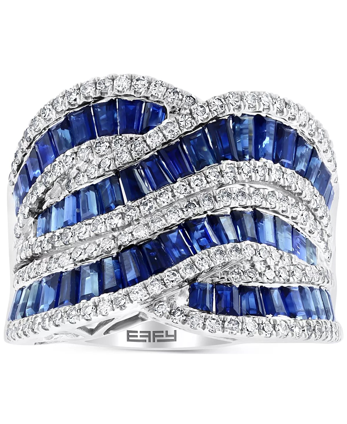 EFFY Collection ® Sapphire (3-1/3 Ct. T.w.) & Diamond (5/8 Ct. T.w.) Swirl Statement Ring In 14k White Gold 5 EFFY Collection ® Sapphire (3-1/3 Ct. T.w.) & Diamond (5/8 Ct. T.w.) Swirl Statement Ring In 14k White Gold - Image 5