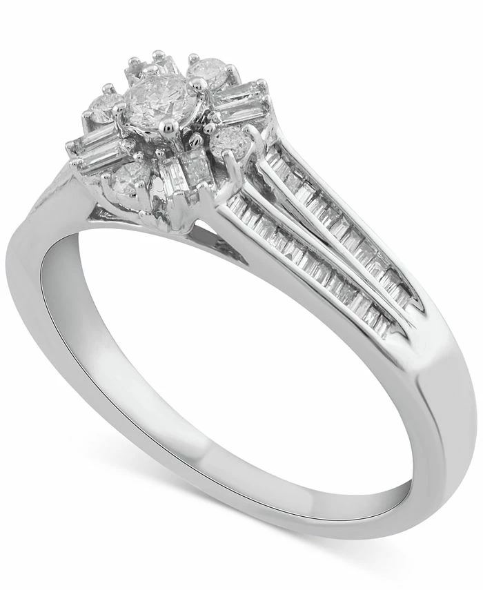 Macy's Diamond Halo Split Shank Engagement Ring (3/8 Ct. T.w.) In 14k White Gold 1 Macy's Diamond Halo Split Shank Engagement Ring (3/8 Ct. T.w.) In 14k White Gold