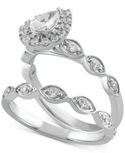 Macy's Diamond Pear Halo Bridal Set (1 Ct. T.w.) In 14k White Gold