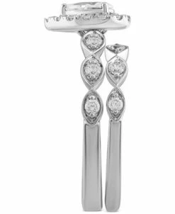 Macy's Diamond Pear Halo Bridal Set (1 Ct. T.w.) In 14k White Gold -rings shop 20333212 fpx